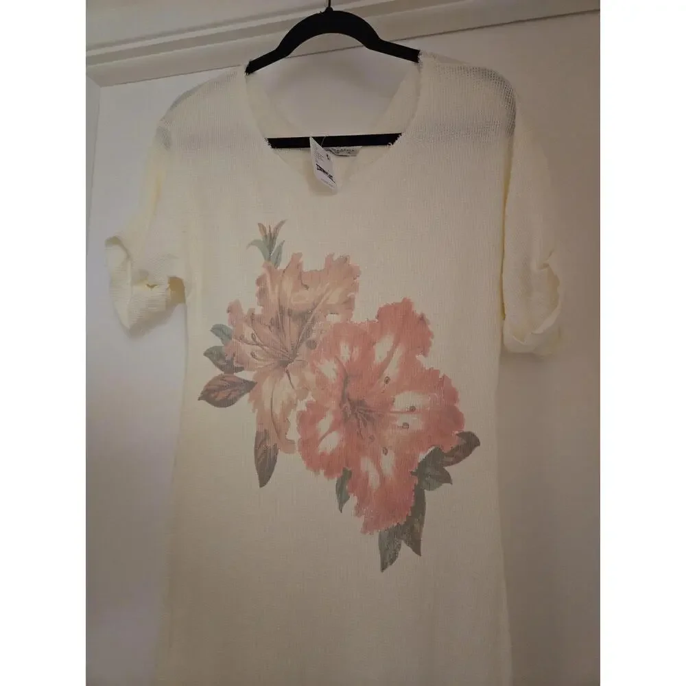 Free People Cream Maxi Dress with Pink Floral Print